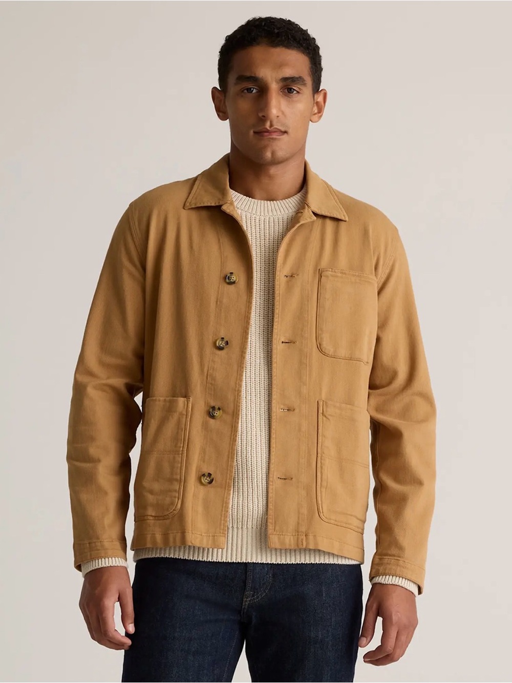 Quince 100% Organic Cotton Chore Jacket in Camel Size Medium